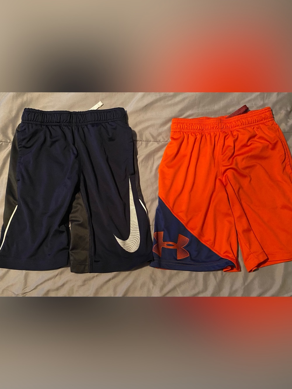 Under Armour Orange and Navy Boys' Athletic Shorts  and Nike Blue Shorts